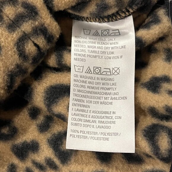 Susan Graver Cheetah Print Fleece 1/4 Zip Top, Tan Black, M - Picture 7 of 8